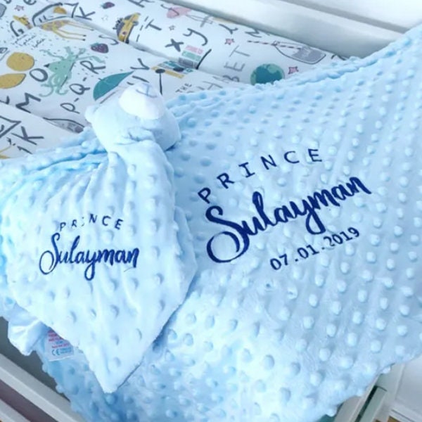 Personalised Baby Blanket & Comforter - Name Embroidery Popcorn - image 1