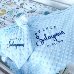 Personalised Baby Blanket & Comforter - Name Embroidery Popcorn - thumbnail 1