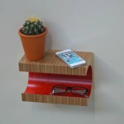 Small Floating Nightstand, Bedside Table, Floating Shelf, Birch Plywood, Coloured Nightstand, Bedroom Furniture, Mid Century, Minimalist - thumbnail 2