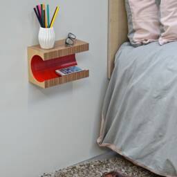 Small Floating Nightstand, Bedside Table, Floating Shelf, Birch Plywood, Coloured Nightstand, Bedroom Furniture, Mid Century, Minimalist - thumbnail 3
