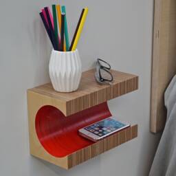 Small Floating Nightstand, Bedside Table, Floating Shelf, Birch Plywood, Coloured Nightstand, Bedroom Furniture, Mid Century, Minimalist - thumbnail 1