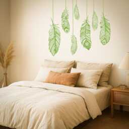 Boho Feather Wall Decal - Tribal Ethnic Vinyl Sticker Bohemian Art For Bedroom, Nursery Or Living Room Decor 1484Dz - thumbnail 3