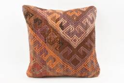 Handmade Turkish Kilim Pillow Embroidered Wool Cushion Cover - 18''x18''