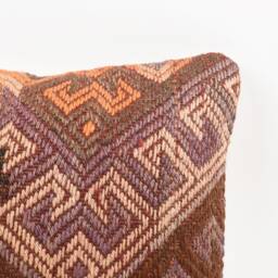 Handmade Turkish Kilim Pillow Embroidered Wool Cushion Cover - 18''x18'' - thumbnail 2