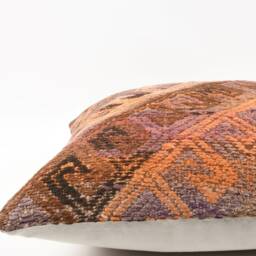 Handmade Turkish Kilim Pillow Embroidered Wool Cushion Cover - 18''x18'' - thumbnail 4