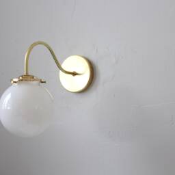 Wall Sconce Lamp, Brass Gooseneck Mounted Lighting Fixture, Frosted White Glass Bubble Globe Shade, Modern By Bootsngus - thumbnail 4