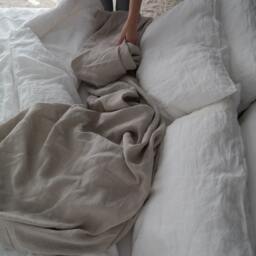 Linen Flat Sheet . Custom Size Linen Bed Sheet, Washed Bedding. King, Queen, Twin, Full Sizes - thumbnail 2