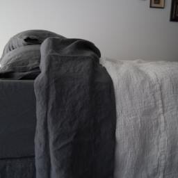Linen Flat Sheet . Custom Size Linen Bed Sheet, Washed Bedding. King, Queen, Twin, Full Sizes - thumbnail 4