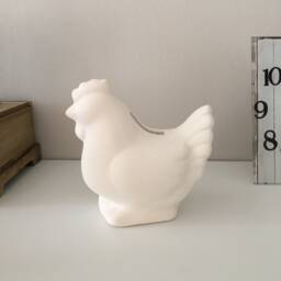 Ceramic Hen Coin Bank, Ready To Paint, Bisque, Cash Box, Piggy Banks, Toys, Paintable Handmade Pottery, U-Paint - thumbnail 2