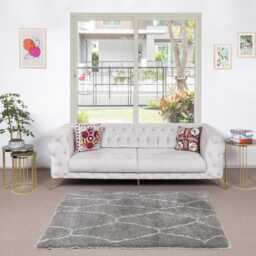 Handmade Beni Ourain Wool Rug Beige Moroccan Berber Carpet - thumbnail 2