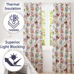Cute Ice Cream Cones Popsicles & Sweet Treats Seamless Pattern Readymade Eyelet Ring Top Thermal 100% Blackout Curtains - thumbnail 3