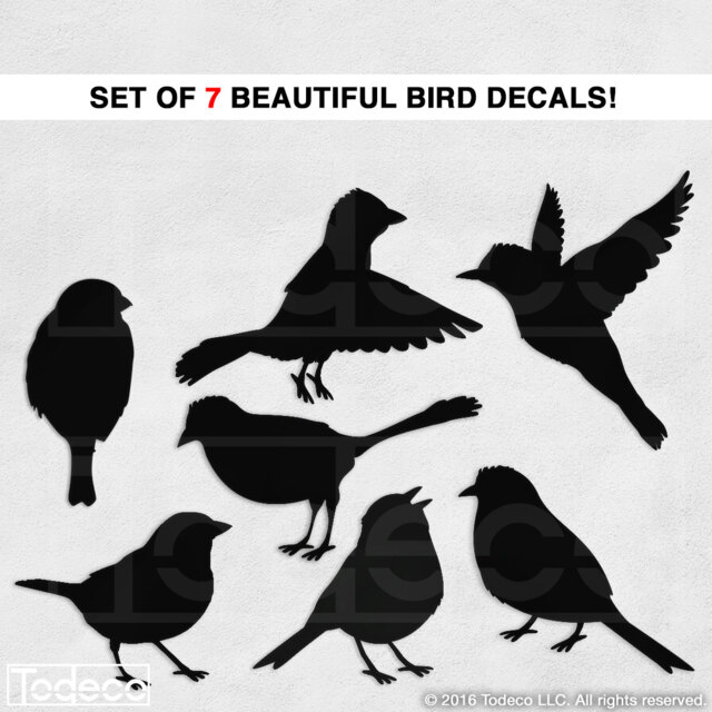 Birds Silhouette Wall Decal - Set Of 7 Removable Vinyl Stickers - image 1