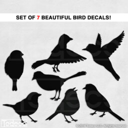 Birds Silhouette Wall Decal - Set Of 7 Removable Vinyl Stickers - thumbnail 1