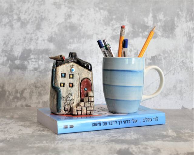 Ceramic House Sculpture, Mediterranean Decor, Unique Housewarming Gift - image 1