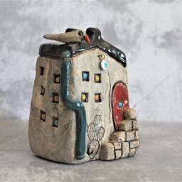 Ceramic House Sculpture, Mediterranean Decor, Unique Housewarming Gift - thumbnail 3