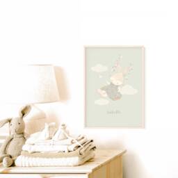 Personalized Bunny Nursery Print - Girl's Room Pastel Wall Art - thumbnail 3