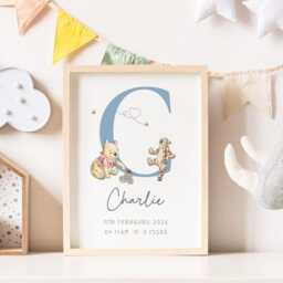 Personalised Winnie The Pooh Nursery Print - Baby Keepsake Birth Stat Print, Girls Boys Bedroom Posters - thumbnail 2