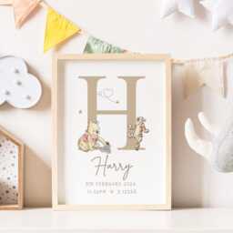 Personalised Winnie The Pooh Nursery Print - Baby Keepsake Birth Stat Print, Girls Boys Bedroom Posters - thumbnail 3