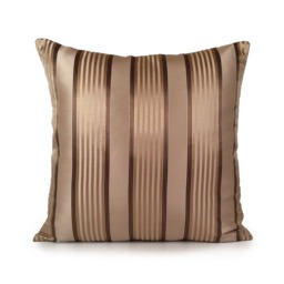 Beige Pillow, Striped Throw Pillow Cover, Decorative Cushion Covers, Accent Satin Blend, Light Brown & Gold - thumbnail 1