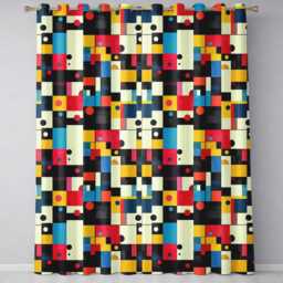 Abstract Curved Shapes Warm Sunset Color Layers Seamless Pattern Readymade Eyelet Ring Top Thermal 100% Blackout Curtains - thumbnail 2