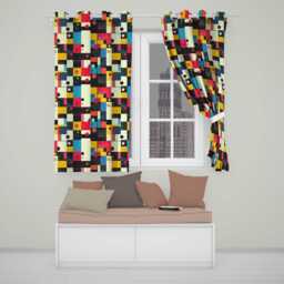 Abstract Curved Shapes Warm Sunset Color Layers Seamless Pattern Readymade Eyelet Ring Top Thermal 100% Blackout Curtains - thumbnail 1
