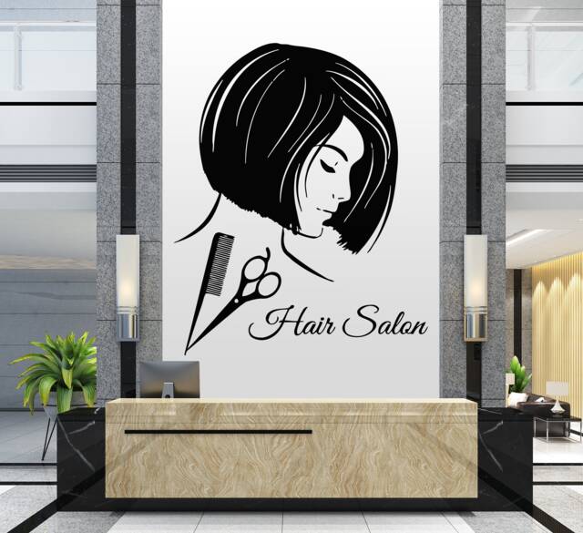 Beauty Salon Wall Decal Woman Face, Lashes Decor T149 - image 1