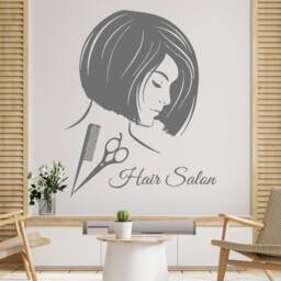 Beauty Salon Wall Decal Woman Face, Lashes Decor T149 - thumbnail 2