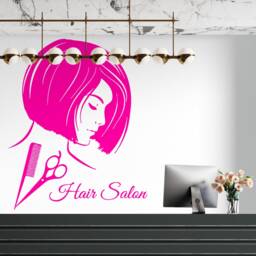 Beauty Salon Wall Decal Woman Face, Lashes Decor T149 - thumbnail 3