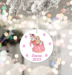 Personalised Princess Christmas Bauble, Unicorn Christmas, Princess Decoration, Unicorn Decoction, Gift, Fairytale - thumbnail 1