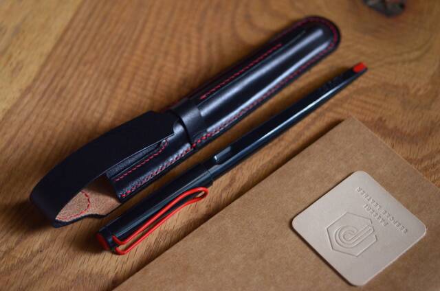 Handmade Veg Tan Leather Pen Sleeve, Hand-Dying Lamy Joy Holder - image 1