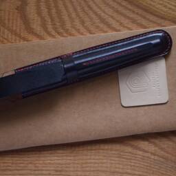 Handmade Veg Tan Leather Pen Sleeve, Hand-Dying Lamy Joy Holder - thumbnail 2