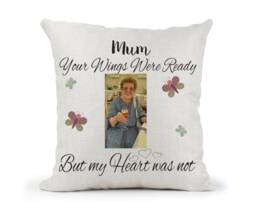 Remembrance Photo Cream Canvas Cushion, Scatter Home Decor, Your Wings Were Ready, Dad, Mum, Nan Grandad, Brother, Sister - thumbnail 1