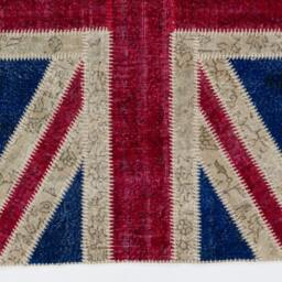 Union Jack Rug Patchwork British Flag Design, Vintage Turkish Rug - thumbnail 3