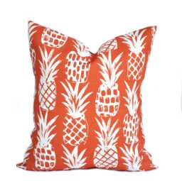 One Quality Outdoor Pillow Cover, Orange Pineapple, Decorative Throw Pillow, Accent Tropical Case - thumbnail 1
