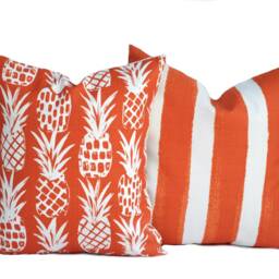 One Quality Outdoor Pillow Cover, Orange Pineapple, Decorative Throw Pillow, Accent Tropical Case - thumbnail 3