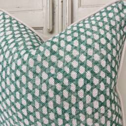Cushions Made in Fermoie Wicker Luxury Designer Decorative Rich Green Linen Cushion Pillow Throw Cover - thumbnail 3