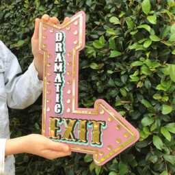 Dramatic Exit Marquee Arrow Sign - Pink Layered Acrylic Wall Decor Mirror Gold Statement Bold Girls Room Art - thumbnail 3