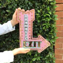 Dramatic Exit Marquee Arrow Sign - Pink Layered Acrylic Wall Decor Mirror Gold Statement Bold Girls Room Art - thumbnail 2