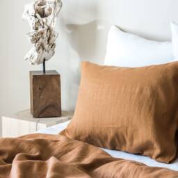 Linen Pillow Case in Cinnamon With Envelope Closure/Washed Linen Cases Brown Cinnamon/Custom Size Shams - thumbnail 2