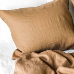 Linen Pillow Case in Cinnamon With Envelope Closure/Washed Linen Cases Brown Cinnamon/Custom Size Shams - thumbnail 3