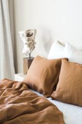 Linen Pillow Case in Cinnamon With Envelope Closure/Washed Linen Cases Brown Cinnamon/Custom Size Shams