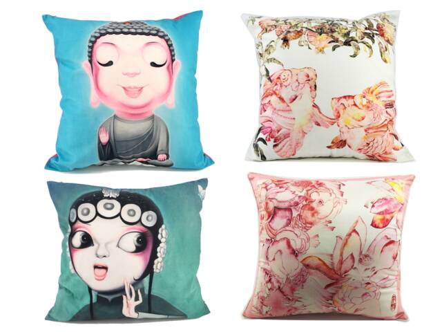 Buddha Cushion, Chinoiserie, Decorative Cushions, Cushion Cover, Gift, Japanese Gifts, Blue Art, Meditation - image 1