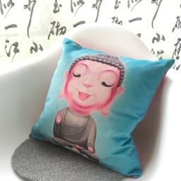 Buddha Cushion, Chinoiserie, Decorative Cushions, Cushion Cover, Gift, Japanese Gifts, Blue Art, Meditation - thumbnail 3