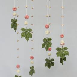 Baby Mobile With Hummingbird - Mobile Baby Floral For Girl Boho Nursery Tropical Crib Pink Green Leaves Hanging - thumbnail 3