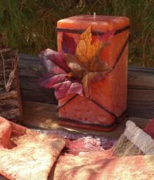 Rustic Candles Fall Table Centerpiece, Holiday Season, Autumn Decorations, Decore, Pillar Candle, Rustic - thumbnail 3