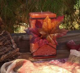 Rustic Candles Fall Table Centerpiece, Holiday Season, Autumn Decorations, Decore, Pillar Candle, Rustic - thumbnail 1