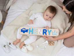 Personalized Wooden Name Puzzle, Custom Baby Gift, 1st Birthday Shower Montessori Toy - thumbnail 1