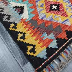 Runner Rug Tribal, Handmade Artisan Afghan Turkish, Scandinavian, Navajo, Bohemian, Wool Flatweave Multicolour Kilim 196x62 cm - thumbnail 2