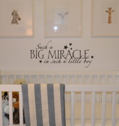 Little Boy Wall Decal - Big Miracle Vinyl Lettering Wall Words Stickers Home Decor Bc195 - thumbnail 1