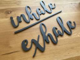 studio Wall Art Wooden Letters Inhale Exhale Sign For Yoga Or Gym. Decor Sign. Lovers Gift, Pilates Sport Decor - thumbnail 1
